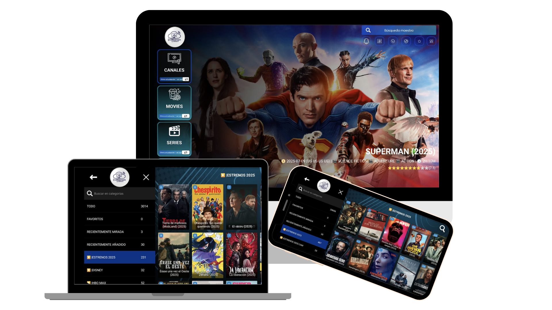 Visual de ZIDstream en múltiples dispositivos